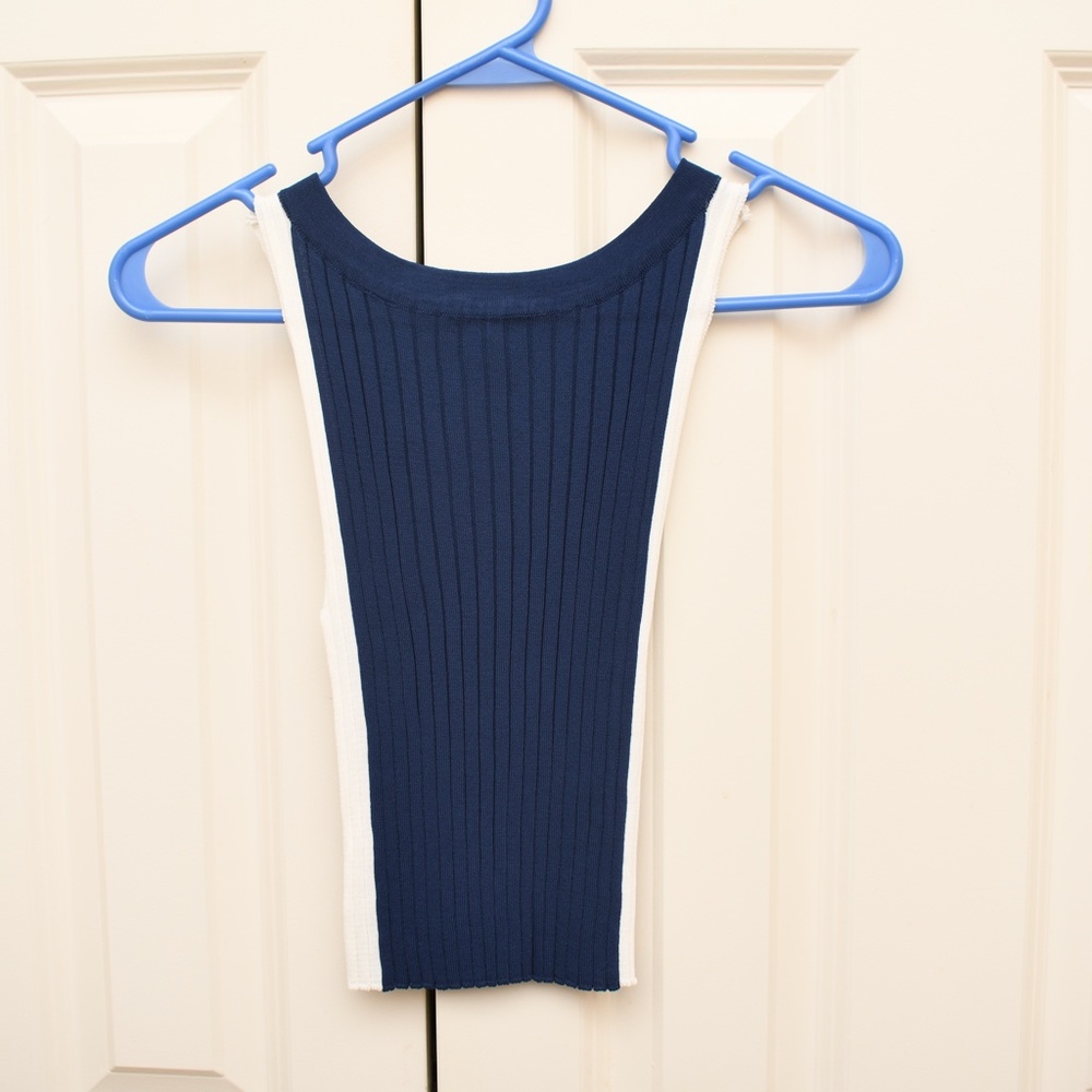 Blue/White Ribbed Tank Top